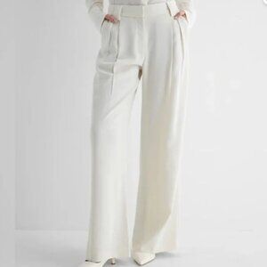 Express Stylist Cream Ivory High Waisted Pleated Wide Leg Pant